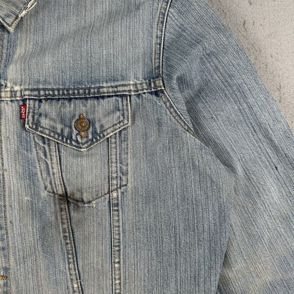 Vintage Levi’s Trucker Jacket XL Blue Denim Distressed Negative Space 70515-0518 - Picture 3 of 16